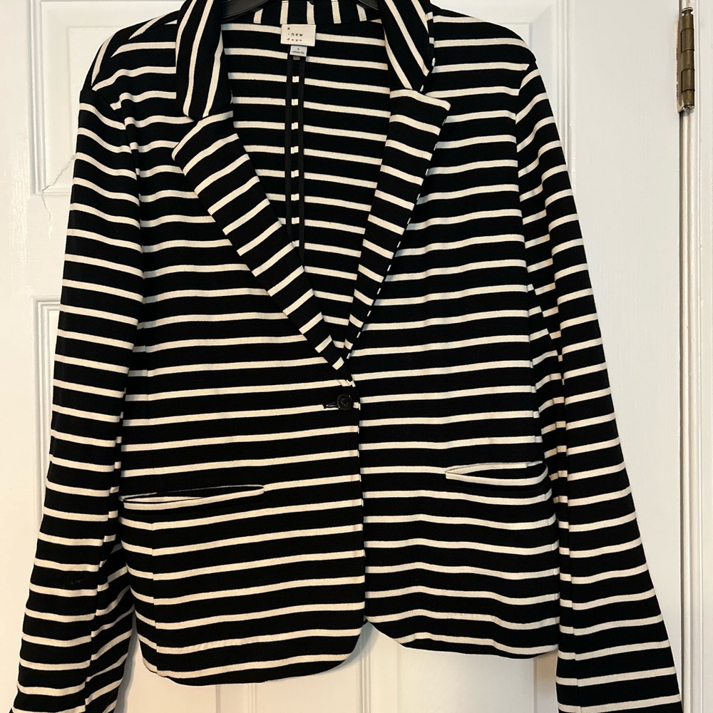 a new day Black and White Striped Blazer